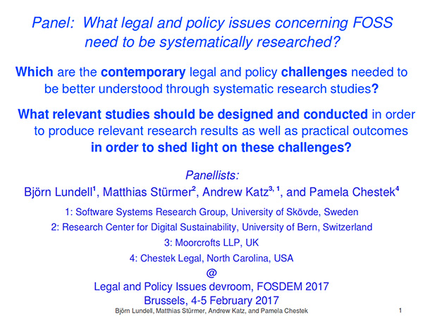 Legal and policy challenges discussed at FOSDEM 2017